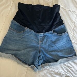 Maternity Blue Denim Women's Jean Shorts
